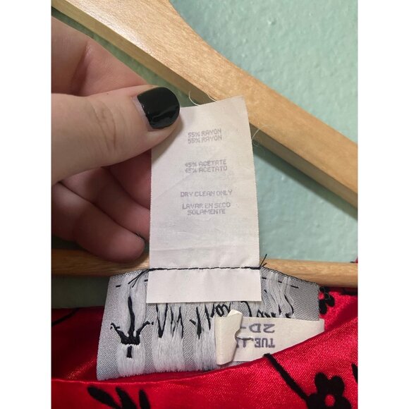 Vintage All That Jazz Women's Y2K 2000s 90s Red & Balck Floral Long Dress 5/6 - Picture 7 of 10